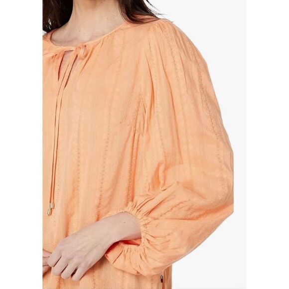 TOMMY HILFIGER - 🎉HP🎉NWT - L Sz XL Textured Tie Puff-Sleeve Peasant Top/Coral - Picture 13 of 16